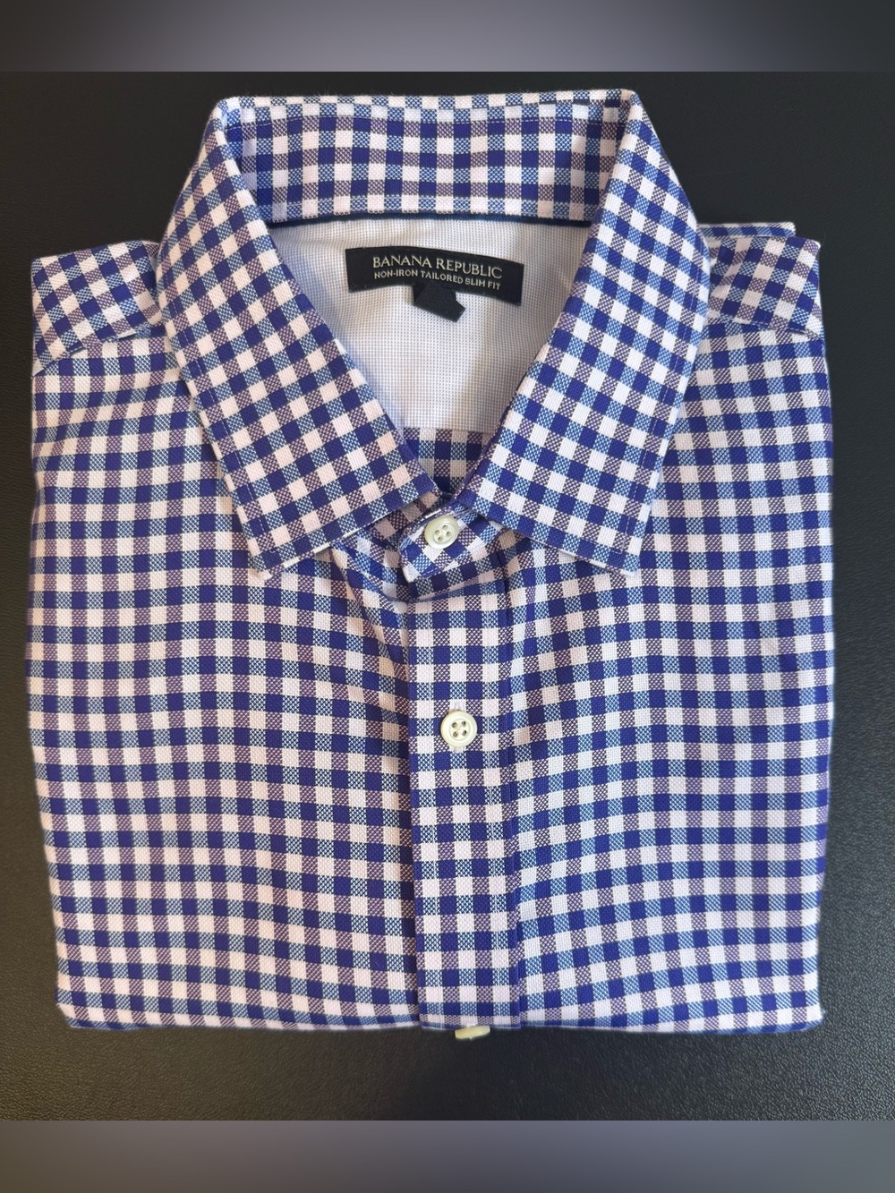 Banana Republic Men’s Plaid Button-Up Blue/Purple Gingham 100% Cotton Slim Fit